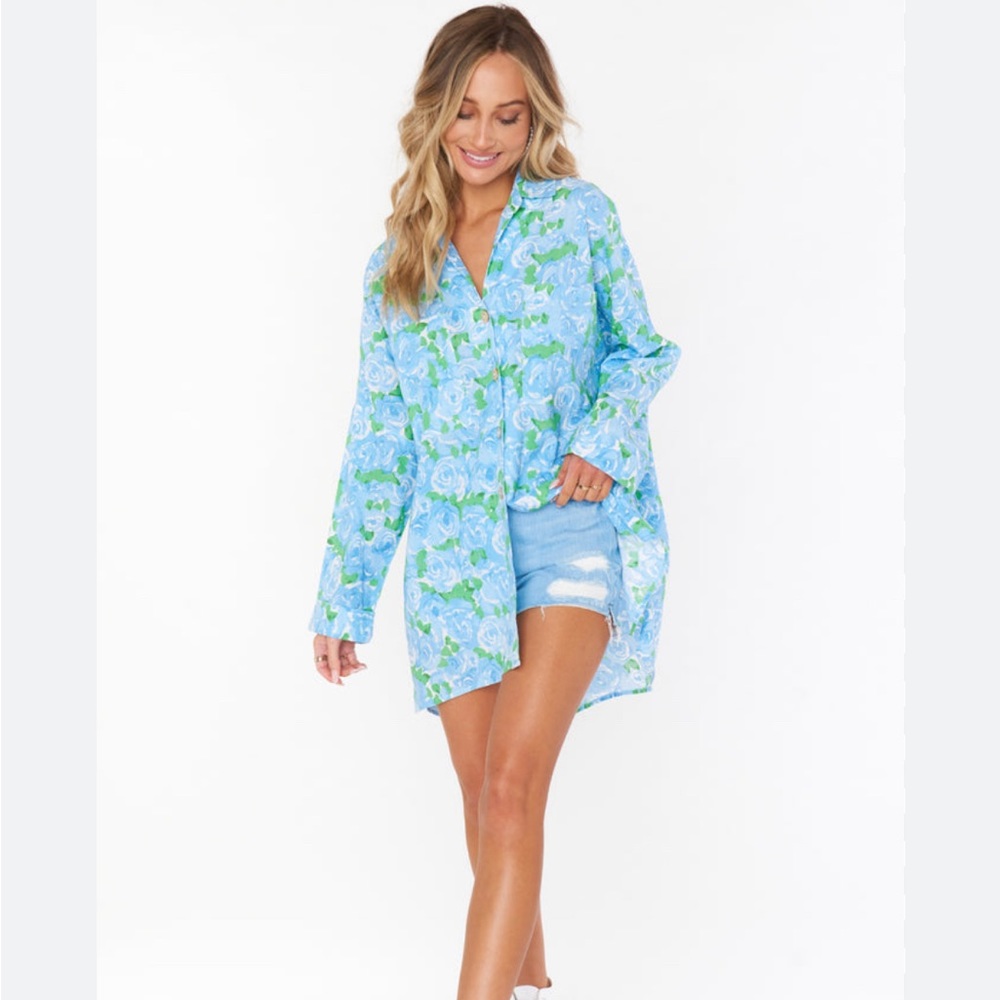 NWT John’s button down XS something blue floral